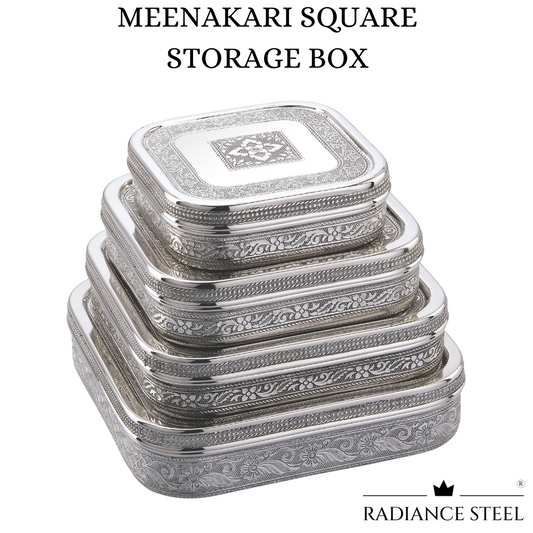 Meenakari Stainless Steel  Square Chocolate Box | Storage Box Set Of 4