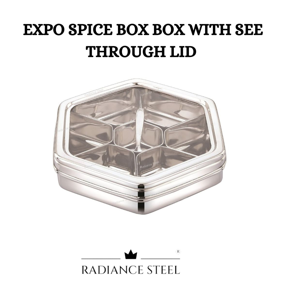 Expo [See Through Lid] Masala Dabba | Spice Box | Dry Fruit Box With Seven Cups And A Spoon