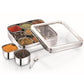 Stainless Steel Deep Square [See Through ] Masala Dabba / Spice Box With Nine Square Cups And A Spoon