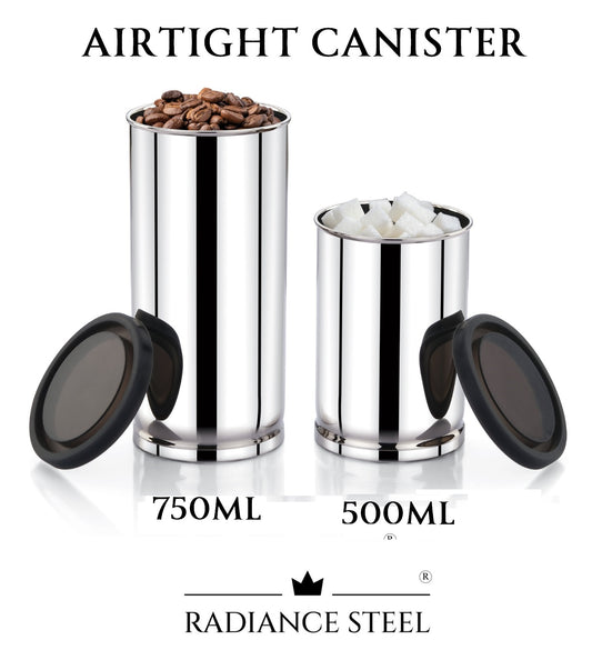 Radiance Steel Airtight Leakproof MultiPurpose Storage CanisterJar I CookieJar I CandyJar I NamkeenJar - Radiance Steel | Manufacturers of Premium stainless steel lunchbox | masala dabba | Canisters | kitchen storage containers