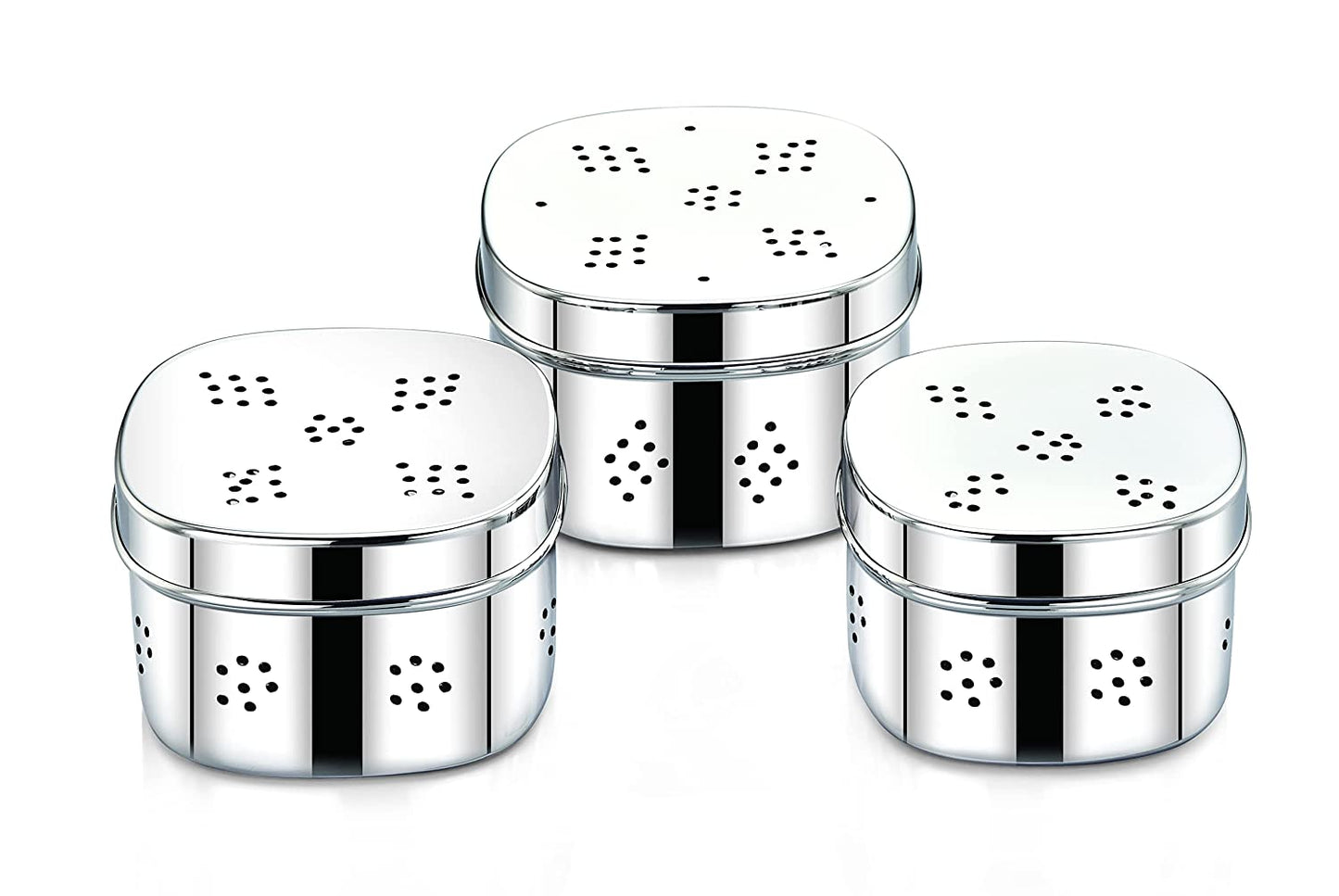 SQUARE DEEP Fridge Container, Keeps Herbs/Veggies Fresh for Longer Duration(Available as set of 3 :Small- 600ml, Medium -800ml & large -1000ml) - Radiance Steel | Manufacturers of Premium stainless steel lunchbox | masala dabba | Canisters | kitchen storage containers