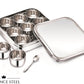 Stainless Steel Square Masala Dabba / Spice Box with Nine inner Cup and a spoon (Available in 2 size)