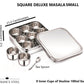 Stainless Steel Square Masala Dabba / Spice Box with Nine inner Cup and a spoon (Available in 2 size)