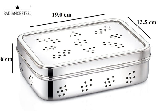 Stainless Steel Rectangle Fridge Container to store Herbs and Veggies fresh for longer duration (Available in 2 size)